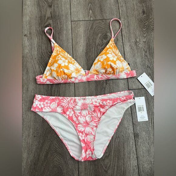 Hurley Floral Bikini Set in Pink and Orange - Picture 1 of 4